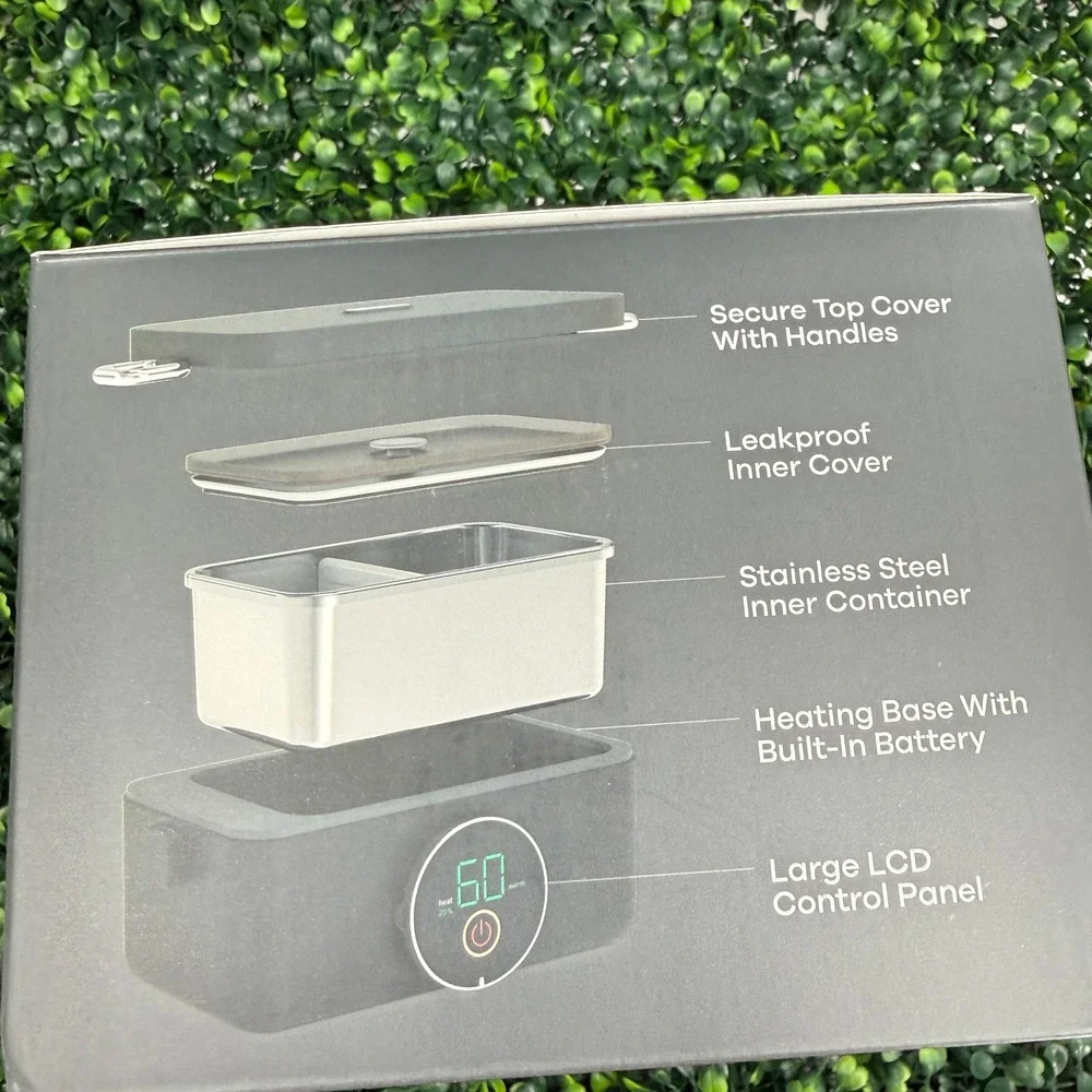 OAKTIV ThermoGo Self-Warming Battery Powered Lunch Box Black 20k-mAh OT-TRMG-BLK